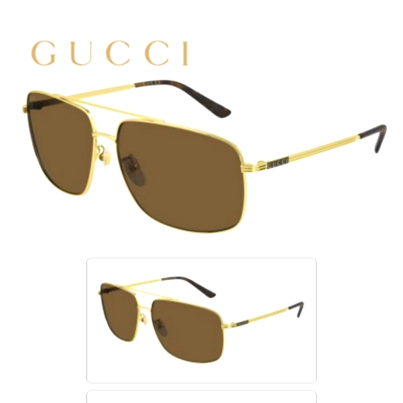 GUCCI AVIATOR GG0836sk 002 HAVANA BROWN LARGE SUNGLASSES GOLD - Picture 1 of 15